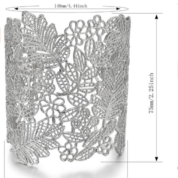 Prettiness Lace Leaf Boho Style Bangle - Picture 2 of 6